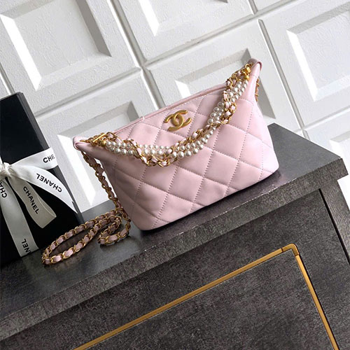 Túi xách Chanel Siêu Vip Hobo Mini 26C – Màu Hồng (Lambskin & Pearl Chain)