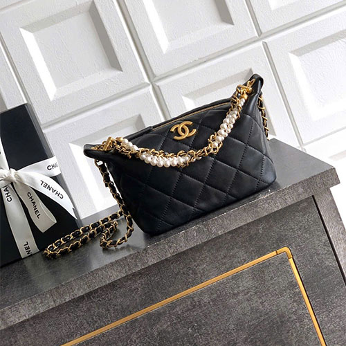 Túi xách Chanel Siêu Vip Hobo Mini 26C Pearl Chain – Màu Đen