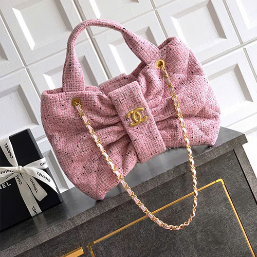 Túi xách Chanel Siêu Vip Tweed Nơ – Màu Hồng