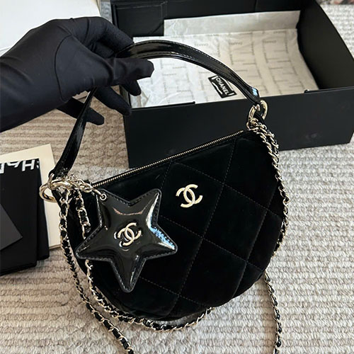 Túi xách Chanel super full box 25N Coco Neige – túi máy ảnh hình trăng lưỡi liềm