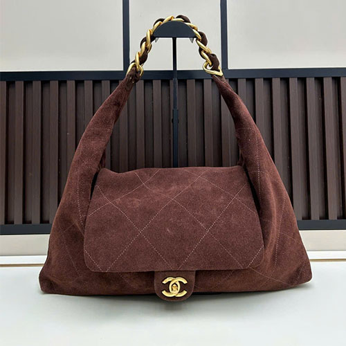 Túi Xách Chanel Super Hobo Maxi 25K da lộn - đỏ đậm