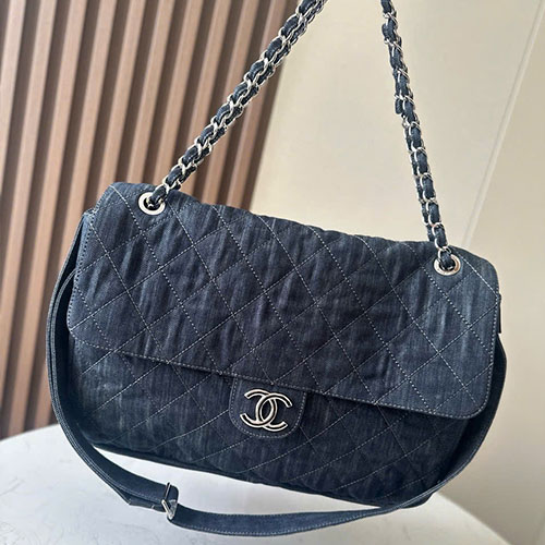 Túi xách Chanel XXL denim 3323 Màu Đen Siêu Cấp Size 40 cm