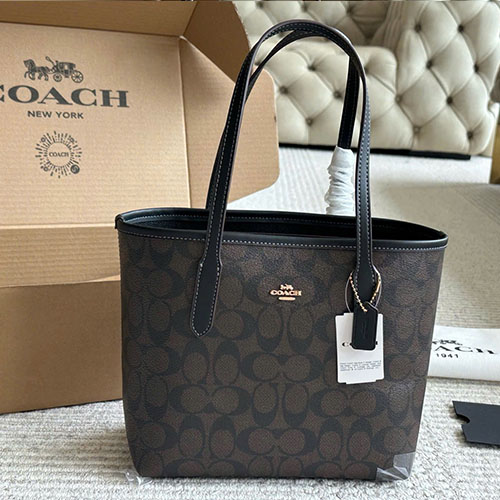 Túi xách Coach City Tote Bag Màu Đen Full Box Size 23 cm