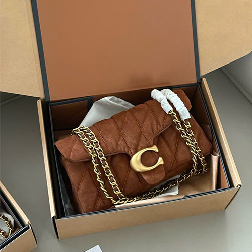 Túi xách Coach super full box Tabby Chain – bản da lộn Quilted (size 25/20)