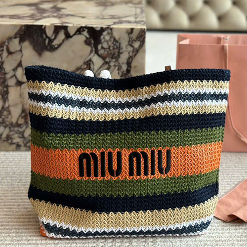 Túi Xách Cói Miu Miu Màu Sọc Cam Full box