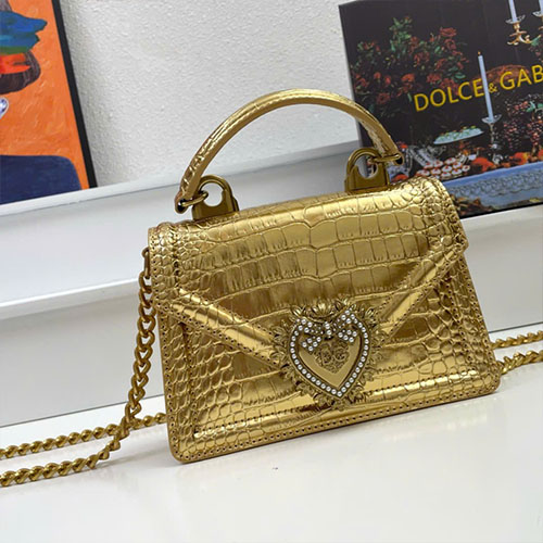 Túi Xách D&G Dây Xích 6687 Màu Vàng Super Size 19 cm