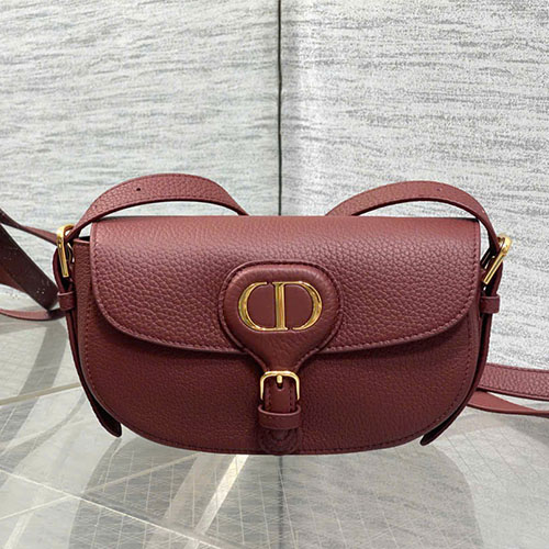 Túi xách Dior Bobby Shoulder Bag Siêu VIP Da Bò Hạt - đỏ rượu