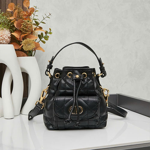 Túi Xách Dior Caro Bucket Mini 5250 Màu Đen Super Size 15 cm
