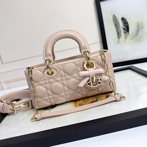 Túi xách Dior Lady D-Joy siêu vip nơ bướm D9240 màu hồng phấn