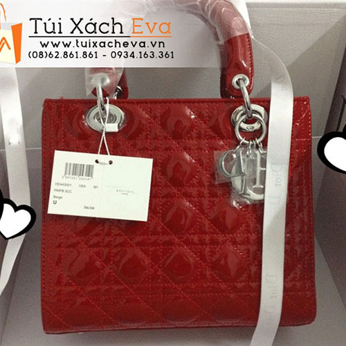 Túi Xách Dior Lady Super Da Bóng 5 Ô Màu Đỏ Đẹp