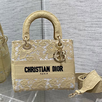 Túi Xách Dior Lady Thổ Cẩm Màu Vàng Siêu Cấp Size 25cm