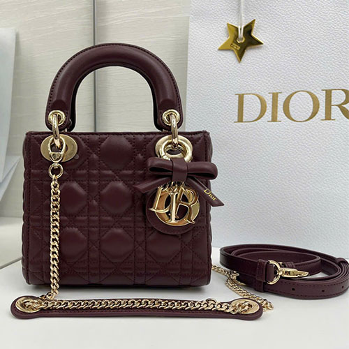 Túi xách Dior siêu cấp Lady Dior Mini 3 ngăn đính nơ bướm