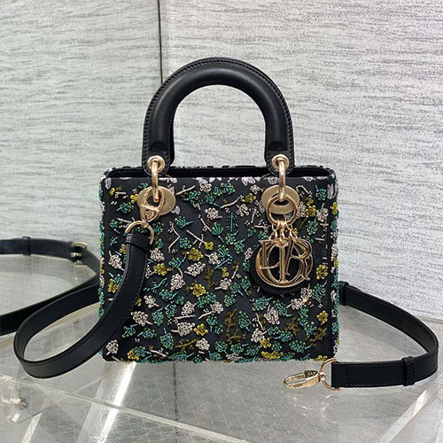 Túi Xách Dior Siêu Vip Lady Dior 4 Ô Phiên Bản Giới Hạn Thêu Hạt & Lá