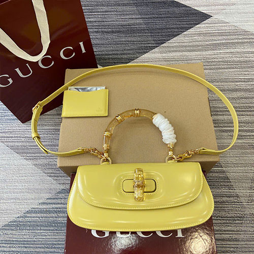 Túi Xách Gucci Bamboo Diva Medium Bag 827750 Màu Vàng Siêu Cấp Size 26.6cm
