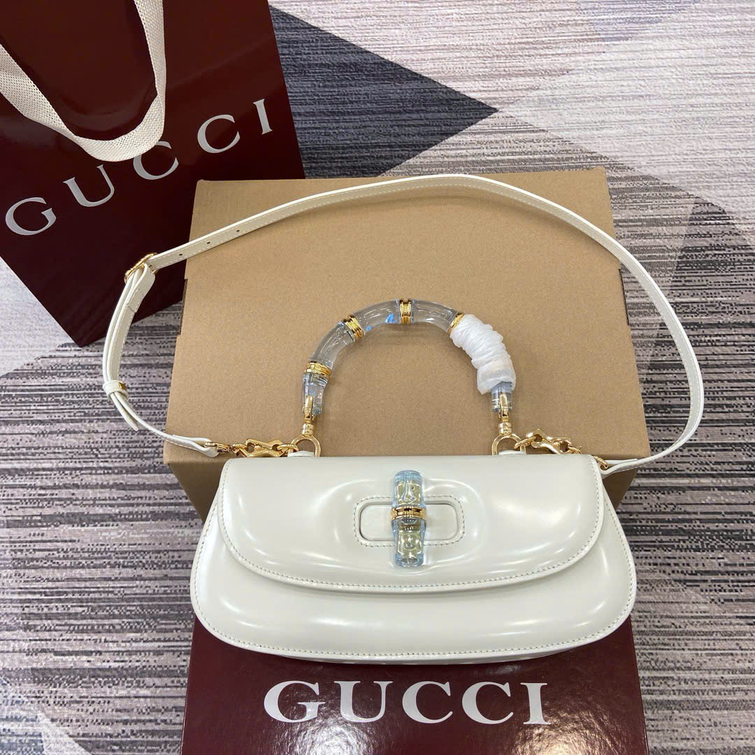 Túi Xách Gucci Bamboo Diva Mini 827750 Màu Trắng Siêu Cấp Size 26.6cm