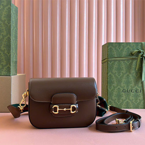 Túi xách Gucci Horsebit mini siêu cấp 658574 - nâu trơn