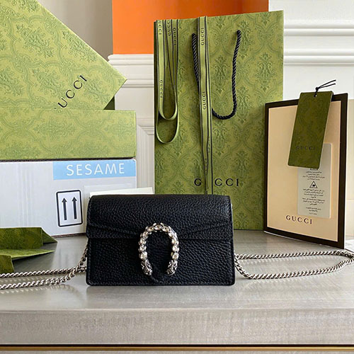 Túi Xách Gucci Litchi Grain Leather G476432 Đen Siêu Vip Size 16.5 cm