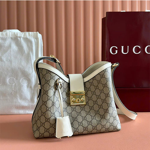 Túi xách Gucci Padlock 839021 GG Canvas Phối Da Siêu Cấp - màu trắng