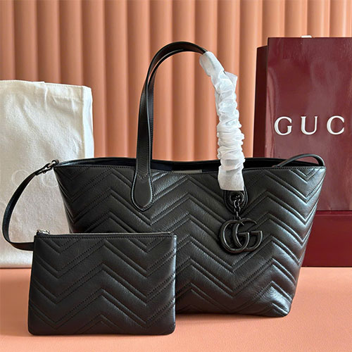 Túi xách Gucci siêu cấp GG Marmont tote – bucket 855279 đen / da mềm