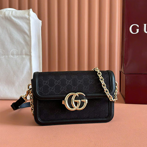 Túi xách Gucci siêu cấp Go Denim GG Monogram 826761 màu bò denim nâu