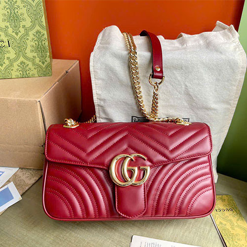 Túi xách Gucci siêu VIP – GG Marmont Small Shoulder Bag Rosso Ancora – 443497