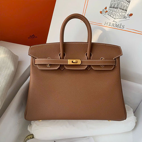 Túi Xách Hermès Birkin 25 Màu Nâu Vàng Like Auth Size 25 cm