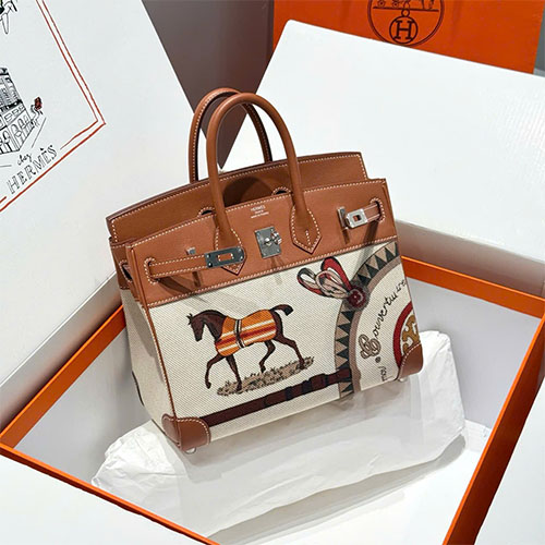 Túi xách Hermès Birkin 25 Swift – màu vàng nâu họa tiết ngựa (bản giới hạn)
