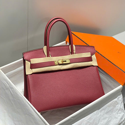 Túi xách Hermès Birkin 30cm – màu đỏ Bordeaux · khóa vàng