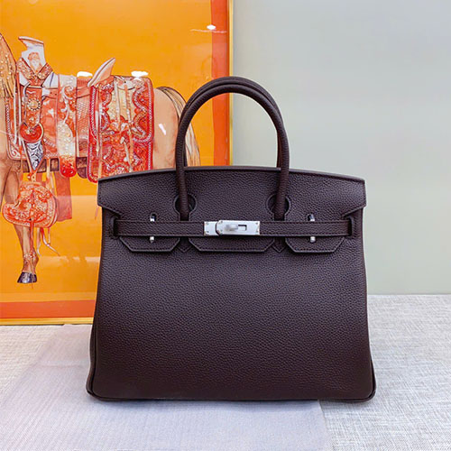 Túi xách Hermes Birkin Super – Bản nâng cấp mới (khóa bạc) - màu nâu