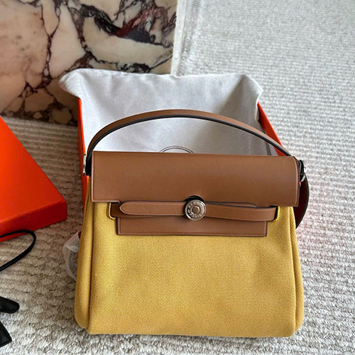 Túi xách Hermès Herbag20 Màu Vàng Full Box Size 20 cm