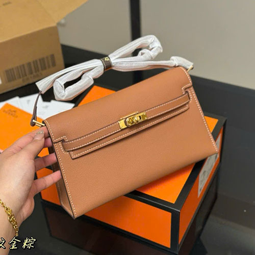 Túi Xách Hermès Kelly Dáng Kẹp Nách Màu Cam Fullbox Size 25cm