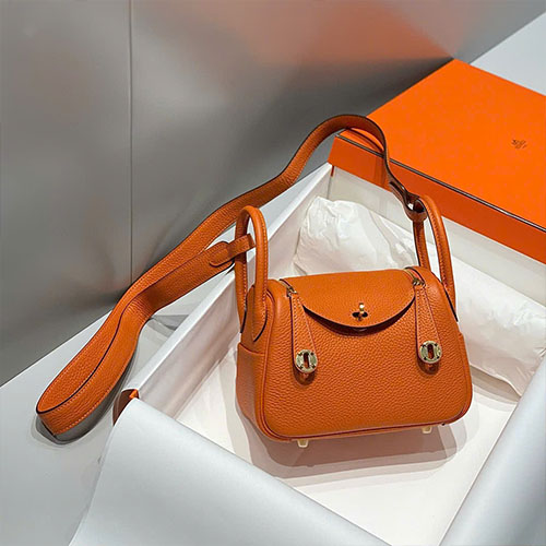 Túi Xách Hermès Lindy Mini Màu Cam Siêu Vip Size 19.5 cm