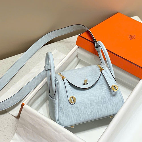 Túi Xách Hermes Mini Lindy Màu Xanh Biển Siêu Vip Size 19cm