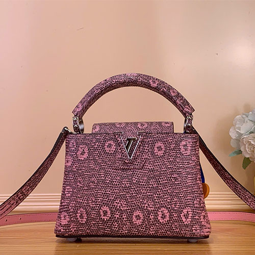 Túi xách Louis Vuitton Capucines Mini N48865 Màu Hồng Da Dập Vân Thằn Lằn