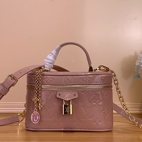 Túi xách Louis Vuitton Vanity Chain Pouch M47125 Màu Sữa Trà Da Bóng