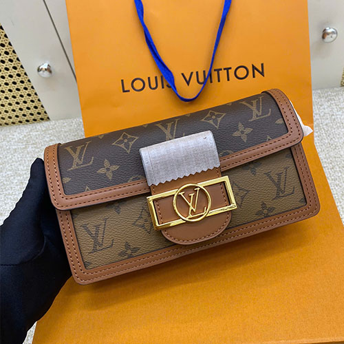 Túi Xách LV Dauphine Chain M68746 Nâu Siêu Vip 21 cm