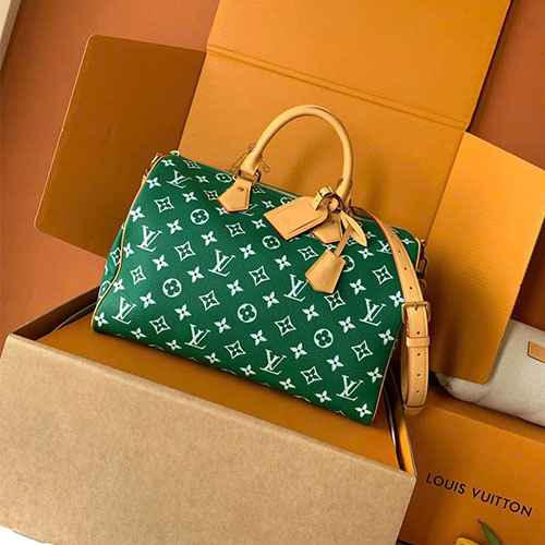 Túi xách LV like auth Speedy P9 Bandoulière 40 Monogram Leather - xanh lá