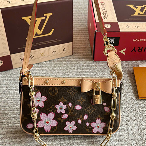 Túi Xách LV Mahjong Màu Nâu Phối Hồng Full box Size 22 cm