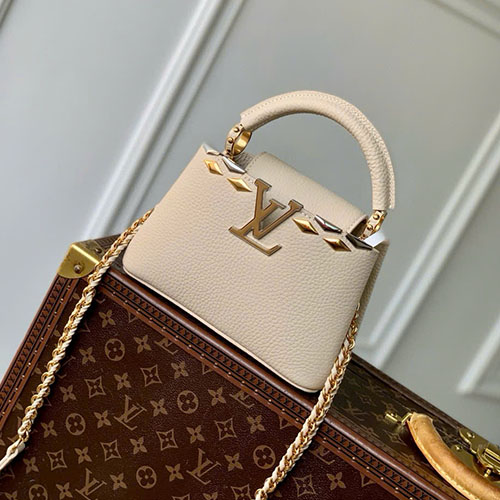 Túi Xách LV Mini Capucines Màu Kem Siêu Vip Size 21cm
