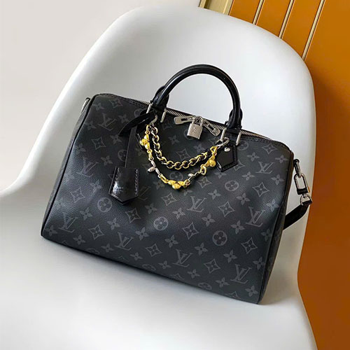 Túi xách LV Speedy Soft 30 Boho Monogram Phối Da Đà Điểu Cao Cấp