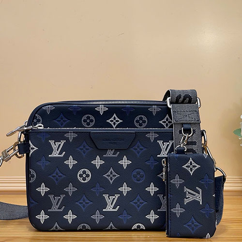 Túi xách LV Trio Messenger Monogram Shadow xanh gradient dập vân – M28618