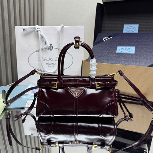 Túi xách Mini Siêu Cấp Prada 1BA486 Mini Top Handle Bag Da Dầu Lussolf Cổ Điển