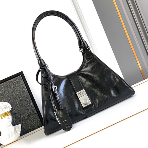 Túi Xách Prada Da Dầu 1BG563 Màu Đen Size 30cm