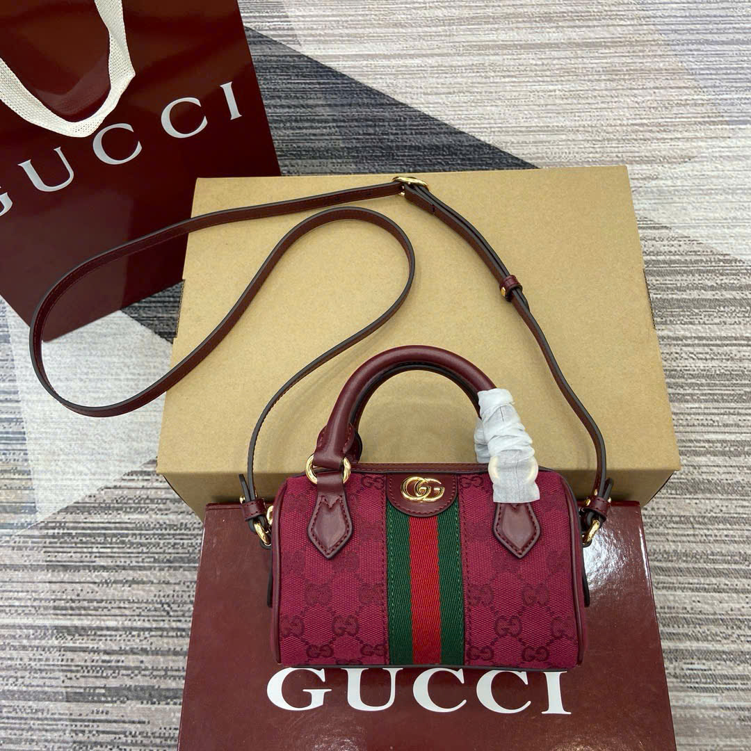 Túi Xách Siêu Mini Gucci Ophidia GG Supreme – Màu Đỏ Ancora 781490 Siêu Cấp Size 16.5cm