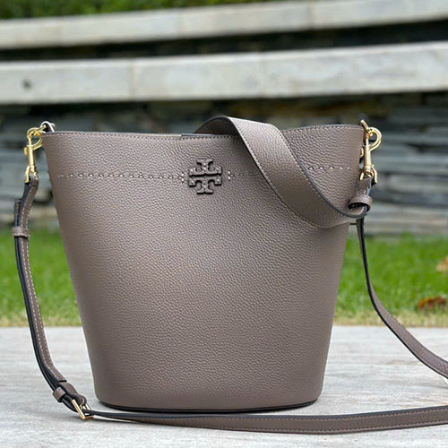 Túi Xách Tory Burch McGraw Bucket Super Bag Màu Xám Size 21cm