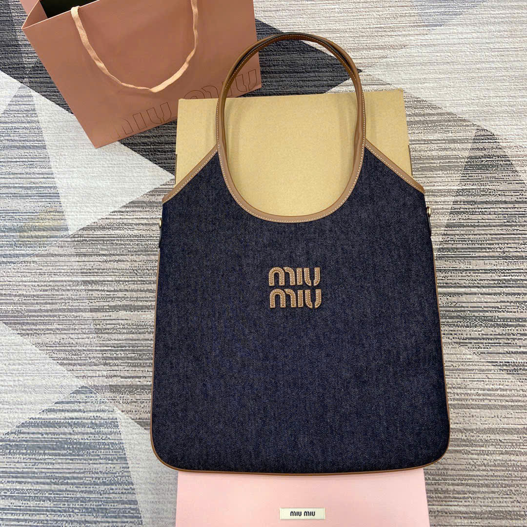 Túi Xách Tote Miu Miu IVY Denim 5BG231 Siêu Cấp Size 40cm
