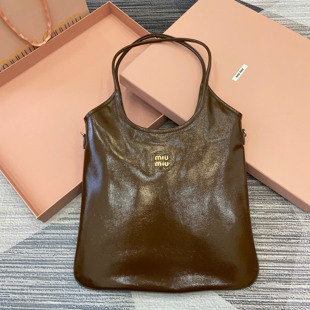 Túi Xách Tote Miu Miu IVY Naplak Da Cừu Bóng 5BG231  Siêu Cấp Size 40cm
