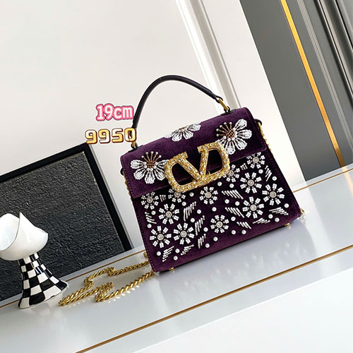 Túi xách Valentino Garavani VSling Velvet Chain Bag– Siêu cấp - màu tím