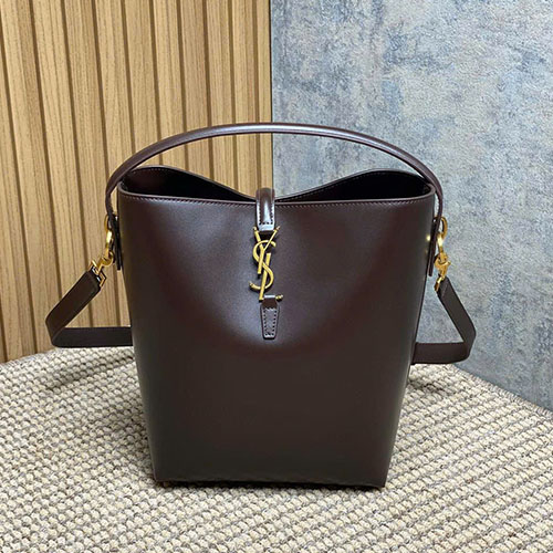 Túi Xách YSL Bucket LE 37 742828 Màu Nâu Siêu Vip Size 25 cm
