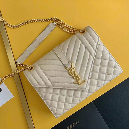 Túi Xách YSL Envelope Medium Flap Bag 428134 Màu Kem Siêu Cấp Size 24 cm